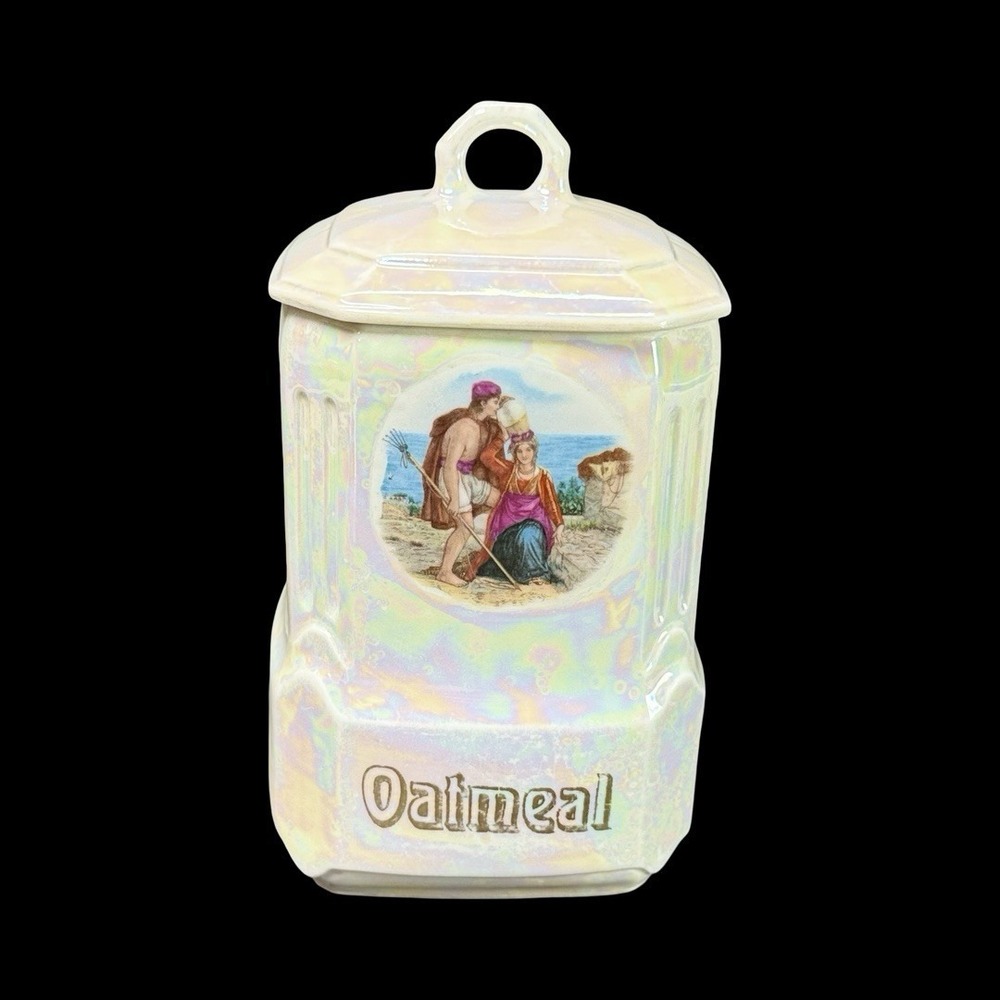 MEPOCO Wares Oatmeal Canister Iridescent Lustreware Made In Germany Vintage